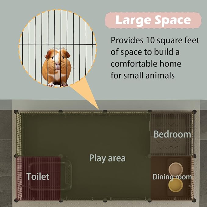 Xymoso DIY Guinea Pig Cages with Waterproof Canvas Bottom,16 Panels Small Animal Cage Pet Playpen with Door for Bunny Turtle Hedgehog,Indoor Metal Wire Yard Fence Outdoor