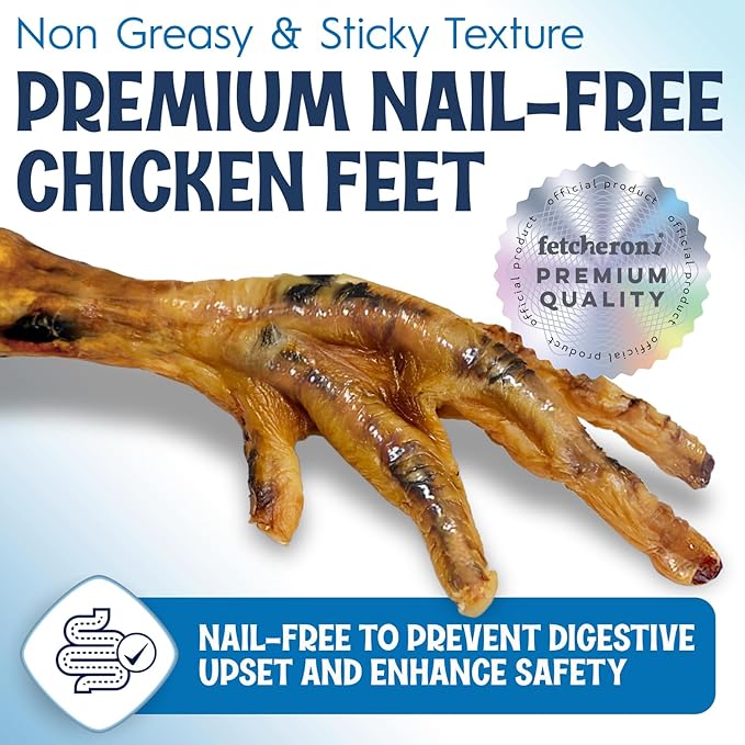 Premium Chicken Feet Dog Treats - Dehydrated Poultry Foot - No Additives - Digestible Chew - Joint Health Support - All Natural (100-Pack)