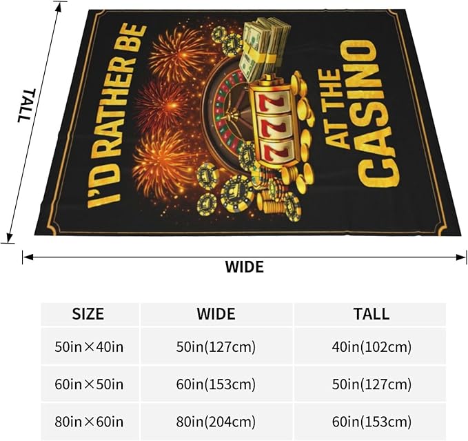 Gambling Blanket, Gifts for Women Men, Casino Soft Lightweight Throw Blankets for Adults, Travel Bed Living Room Decor, 60x80in