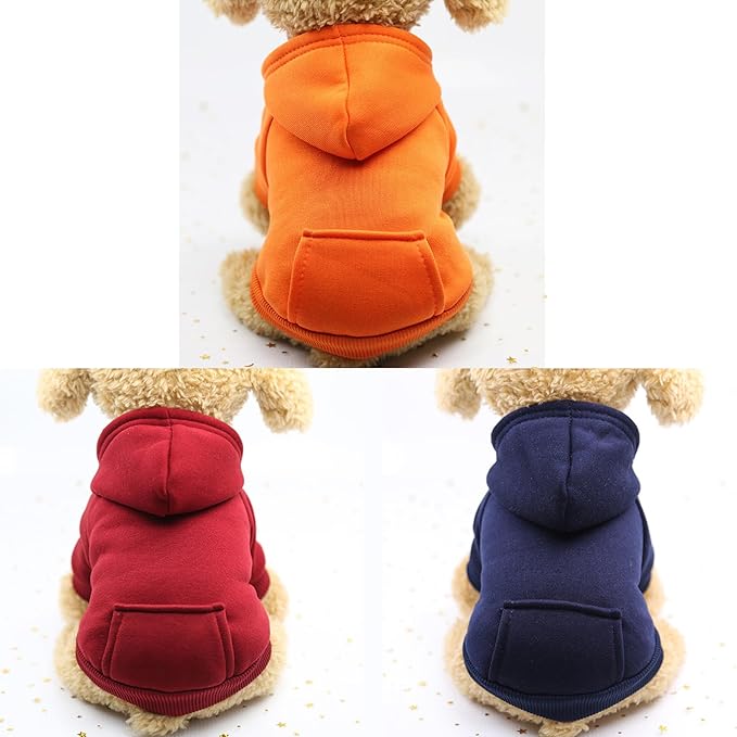 TAPBULL Dog Dresses, Fashionable Pet Dog Sweatshirt Clothes in Dark Colors, Cute Cat Birthday Dress Outfit (Red/Blue/Orange 3-Pack), Small