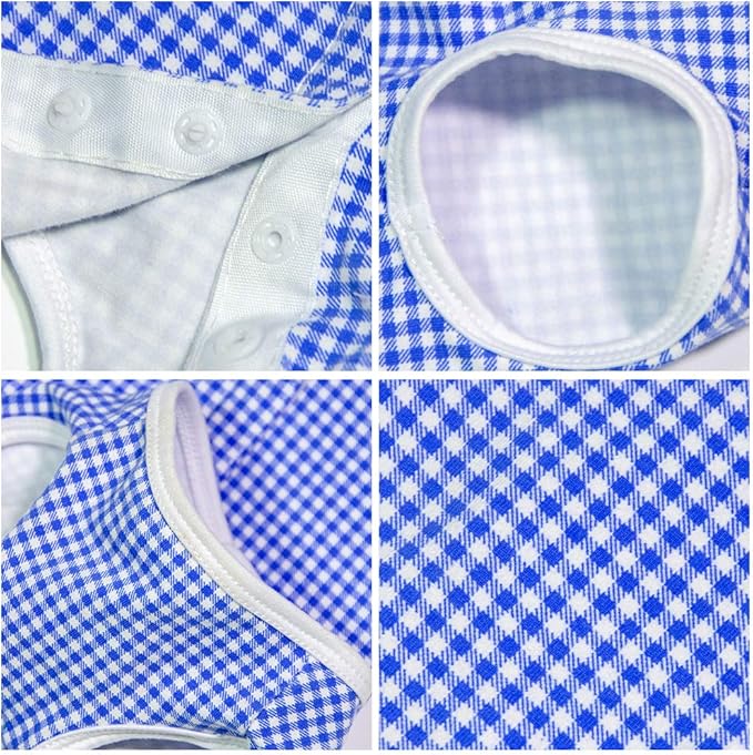 Dog’s Recovery Suit Post Surgery Shirt for Puppy, Wound Protective Clothes for Little Animals(Blue White Plaid-l)