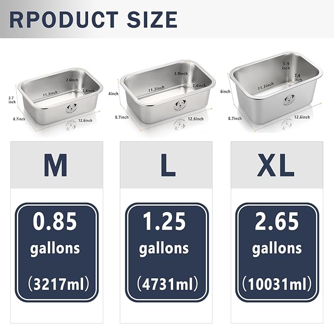 Stainless Steel Dog Bowls for Large Dogs, High Capacity Metal Dog Food Bowls, Food and Water Bowl for Larges, X-Large, and Big Dogs 1.25 Gallons