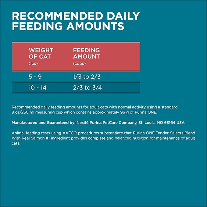 Purina ONE Natural Dry Cat Food, Tender Selects Blend With Real Salmon - 7 lb. Bag