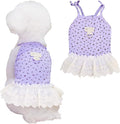 Dog Summer Clothes for Small Medium Dogs Cat Daisy Flower Cute Pet Dress with D-Ring Sleeveless Puppy Outfits Doggy Shirt for Shih Tzu Yorkie Chihuahua Colthe (Purple, X-Large(9.3-13.2lb))
