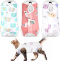 Nuanchu 3 Pieces Cat Recovery Suit Kitten Recovery Suit E-Collar Alternative for Cats and Dogs Abdominal Skin Anti Licking Pajama Clothes Sets(Medium,Cute Style,Colorful)