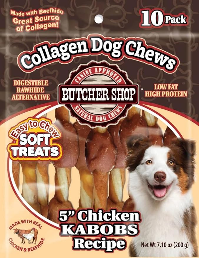 Butcher Shop Collagen Dog Chews 5" Chicken Kabobs Dog Treats (2 Pack - 7.10 oz per Pack)