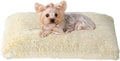 EHEYCIGA Fluffy Dog Crate Bed for Small Dogs, Plush Faux Fur Crate Pad, Calming Anti Anxiety Small Dog Bed, Washable Soft Warm Mat with Non-Slip Bottom, Ivory Beige