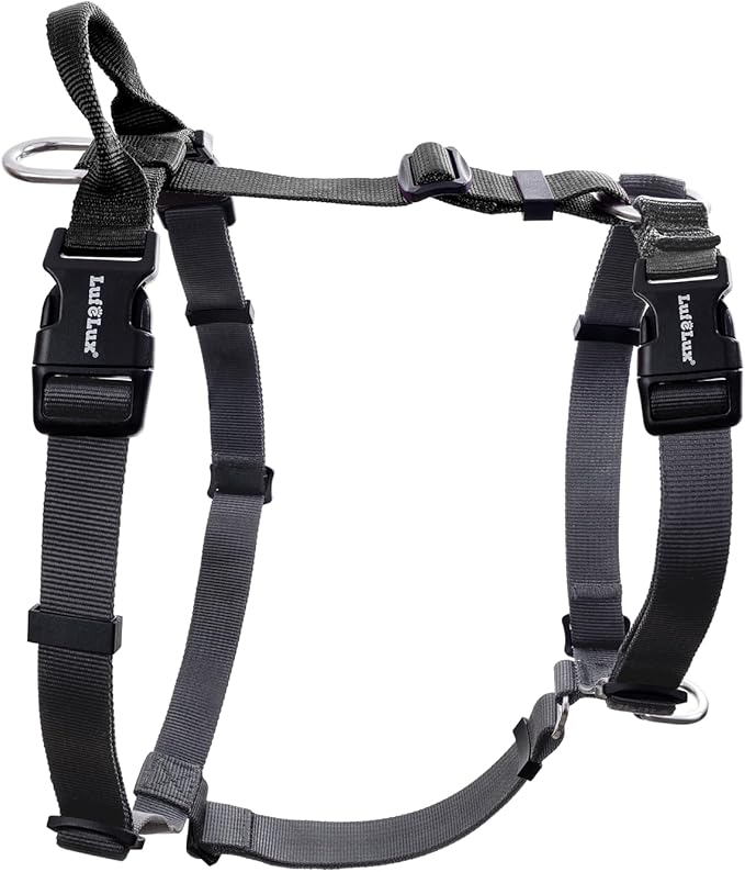 Non Restrictive No-Pull Dog Harness, Neck Buckle Desgin, Easy Walk Freedom Harness Keep Balance, Six Points Adjustment, for Medium Dog Chest(21-30 inches), Black