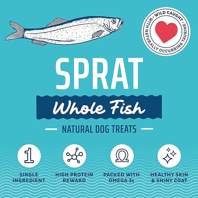 Icelandic+ Whole Fish: Sprat - 2oz Bag - Dog Treats, Wild- Caught, 2.5-3" Crunchy Air-Dried Pet Snacks, Single Ingredient, Just The Fish Nothing Else