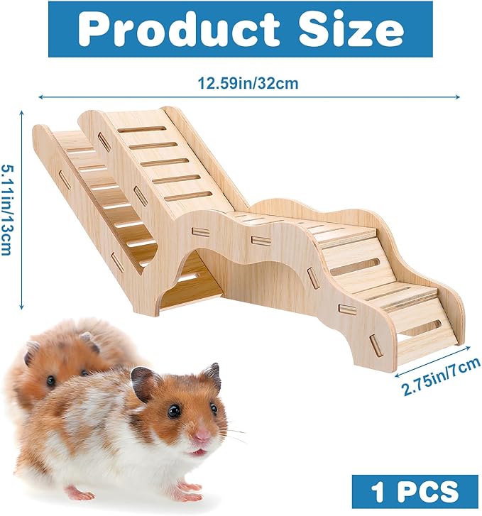 Versatile Hamster Hideout and Exploration Tunnel, Snap-Together Wooden Burrow with Panoramic Window Hamster Explorer for Gerbils Hamsters Small Pets Chew-Safe Cage Enrichment