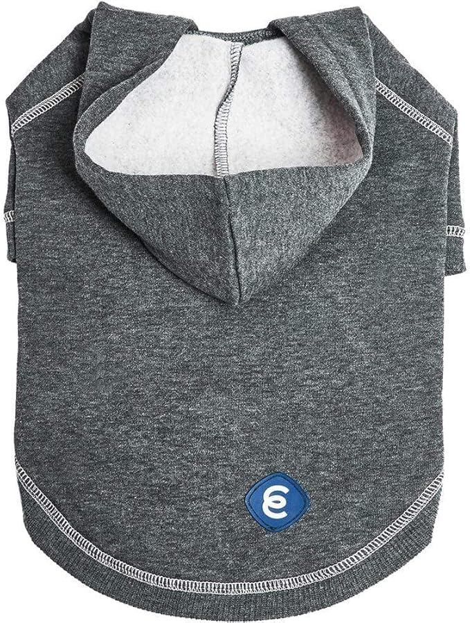 Blueberry Pet Essentials Soft & Comfy Better Basic Cotton Blend Dog Hoodie Sweatshirt in Charcoal Grey, Back Length 18", Pack of 1 Jacket for Dogs