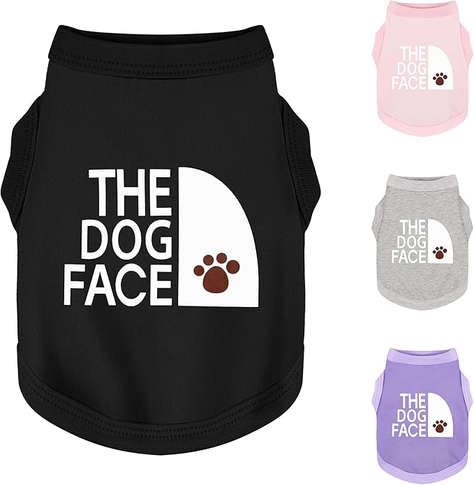 Comfortable and Breathable Dog Shirt: Soft, Lightweight Cotton Dog Clothes with 'The Dog Face' Print, Perfect for Everyday Wear, Small and Medium Breeds - Personality Canine Attire Black XL