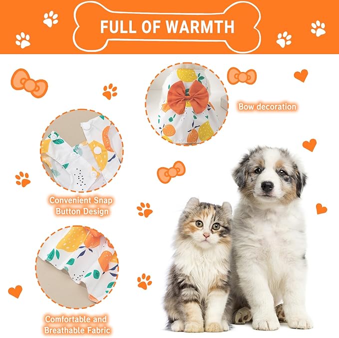 TAPBULL Dog Dresses, Fashionable Pet Dog Clothes, Cute Cat Birthday Dress Outfit (Orange/Red/Yellow/Blue/Pink 5-Pack), Small