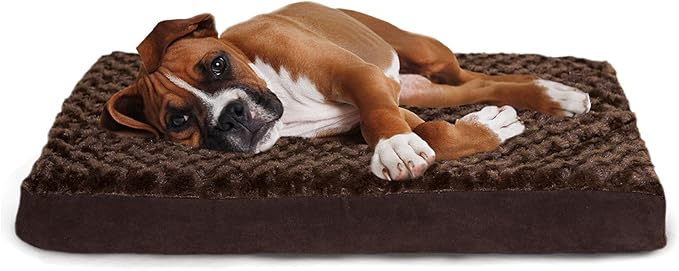 FurHaven Supportive Cooling Memory Foam Classic Mattress Dog Bed with Washable & Removable Cover - Plush Faux Fur/Suede Mattress - Cream, Dogs Up to 55 lbs - Large