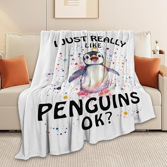 Penguin Blanket Cute Penguin Throw Blanket Gifts for Girls Boys Kids Women Men Adults Super Soft Cozy Plush Fluffy Fuzzy Fleece Blanket Home Decor 40''X50''