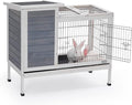 Petsfit Guinea Pig Cage, Hutch for Rabbit, Bunny Bunny Hutch Guinea Pig Hutch with Pull Out Tray,Gery…