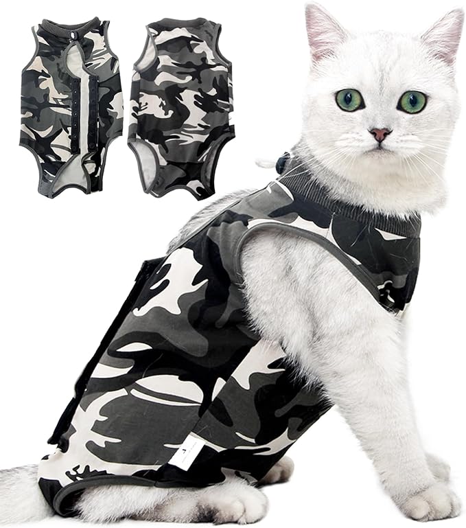 Cat Recovery Suit for Abdominal Wounds or Skin Diseases, Breathable Cat Onesie for Cats After Surgery Spay Neuter, Anti Licking Cat Cone Alternative, Professional Pet Surgery Recovery Shirt