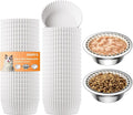 300 Pcs Disposable Pet Food Bowl Liners Bulk, Small Paper Cat Dishes, Dog Feeding Plate for Dry and Wet Food, Round Animal Feeding Bowl Liner, Leak-Resistant Meal Mats, White, 4 x 1.2 Inch