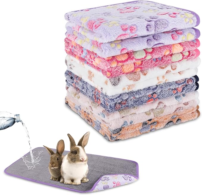 YUEPET Waterproof Guinea Pig Blankets Washable 6 Pack Small Animal Fleece Cage Liners Pet Soft Sleep Mat Pad Cover Warm Flannel Throw for Hamster Guinea Pig Rabbit Chinchilla Hedgehog Ferret 35"×24"