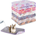 YUEPET Waterproof Guinea Pig Blankets Washable 6 Pack Small Animal Fleece Cage Liners Pet Soft Sleep Mat Pad Cover Warm Flannel Throw for Hamster Guinea Pig Rabbit Chinchilla Hedgehog Ferret 48"×24"