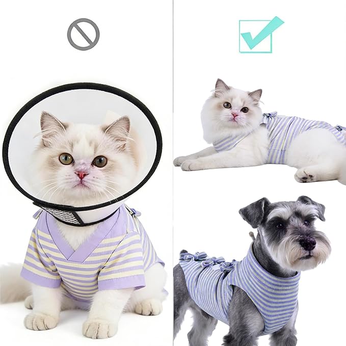 4pcs Cat Surgery Recovery Suit, Dog Neuter Recovery Suit for Female Male Pets, Cat Onesie After Surgery Spay Neuter, Kitten Surgical Clothes, Bodysuit for Abdominal Wounds Skin Disease (Medium)