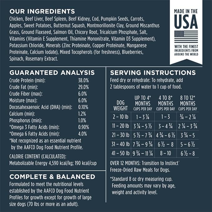 Instinct Puppy FreshDried Bites, Natural Freeze-Dried Dog Food, Grain Free - Cage-Free Chicken, 14 oz. Bag