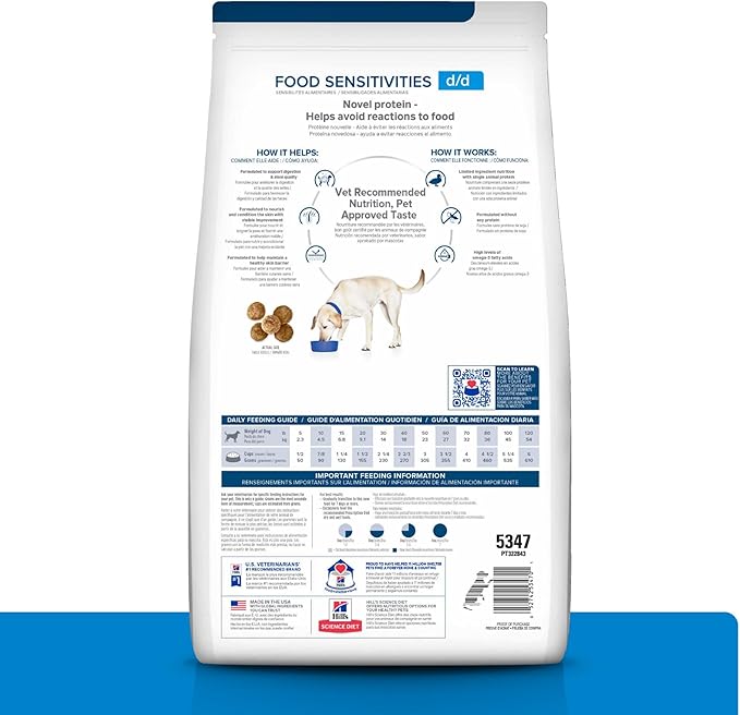 Hill's Prescription Diet d/d Food Sensitivities Dry Dog Food, Potato & Duck, 8 lb. Bag