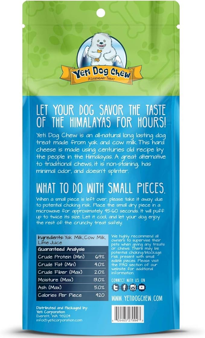 Yeti Dog Chew - Yak Cheese Himalayan Dog Chews - Healthy Long Lasting - Yak Chews for Large, Medium and Small Dogs - Yak Bones for Dogs - Natural Yak Cheese Dog Chews - Large, 7 oz, 2 Piece