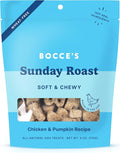 Bocce's Bakery Oven Baked Sunday Roast Treats for Dogs, Wheat-Free Everyday Dog Treats, Made with Real Ingredients, Baked in The USA, Natural Soft & Chewy Cookies, Chicken & Pumpkin Recipe, 6 oz
