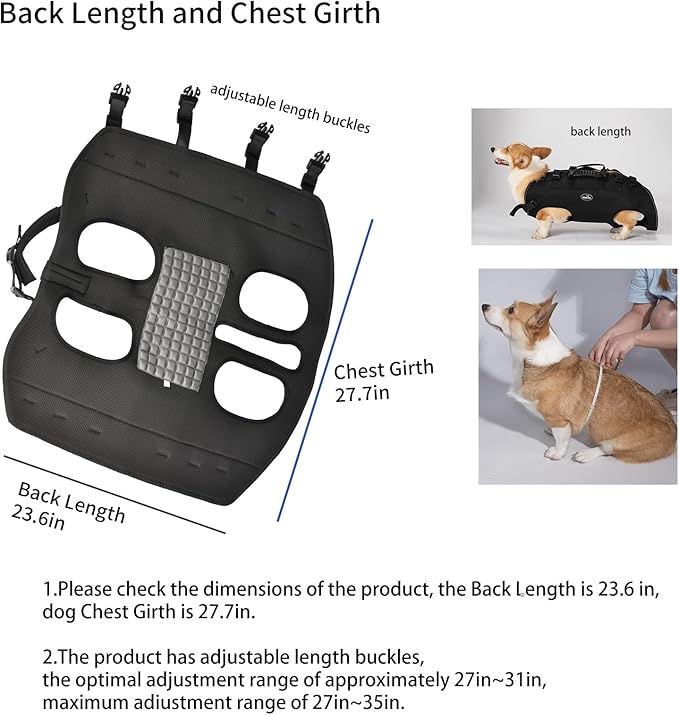 wakytu Dog Backpack Carrier for Medium Dogs Emergency Backpack, Old, Disabled, Joint Injuries, Arthritis, Rehabilitation Carrier Nail Trimming, Senior Dogs Up and Down Stairs, Cars(66-88LBS)