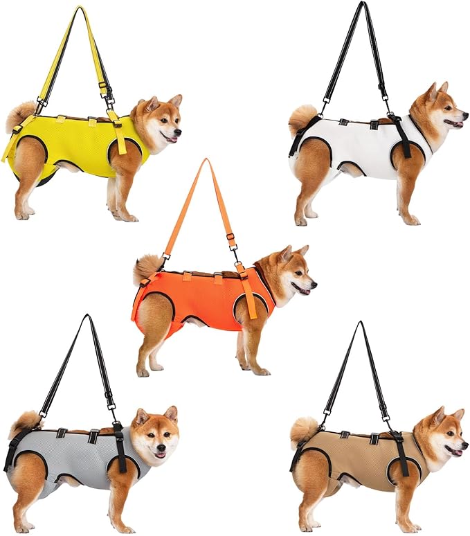 Adjustable Dog Harness for Elderly Pet with Padded Belt and Breathable Design Disabled Pet Lift Slings - Yellow - S