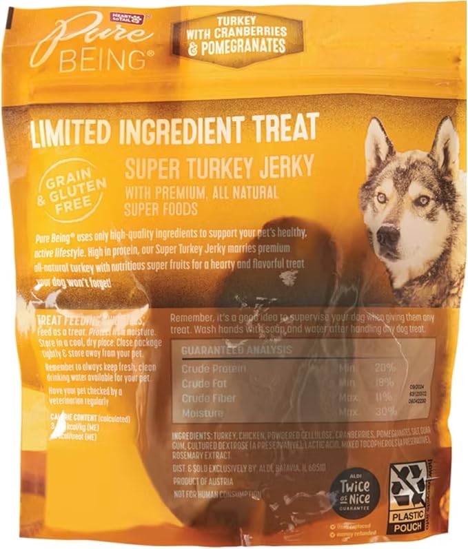 Gourmet Super Jerky Dog Treats – 2-Pack: Turkey with Cranberries & Pomegranates + Chicken with Blueberries & Pear – 5oz Each, Natural Grain-Free Snacks