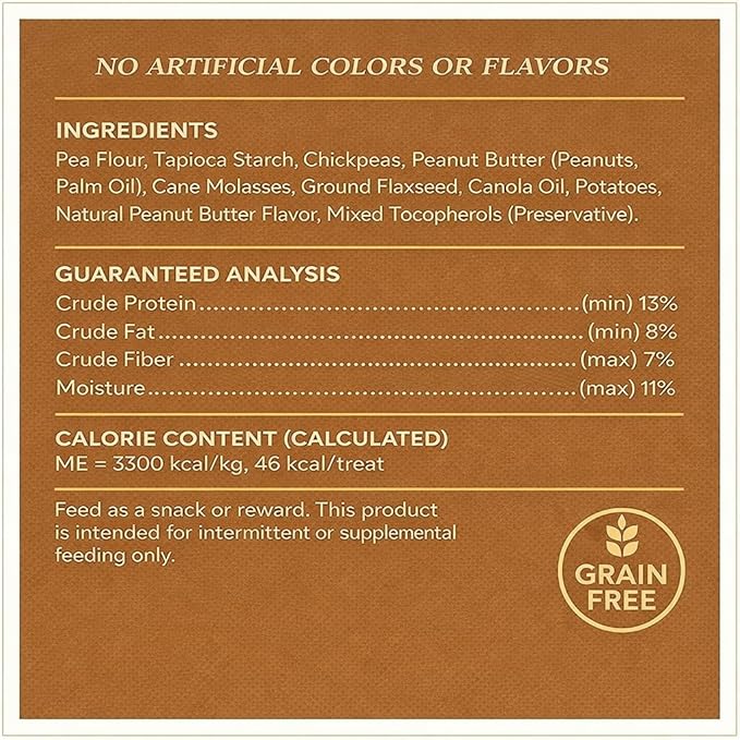 Grain Free Peanut Butter Dog Treats - Crunchy Dog Biscuits, Low Calorie Training Treats for Dogs - Clover-Shaped Dog Cookies for All Breeds & Puppies, No Wheat Corn Soy - 20oz