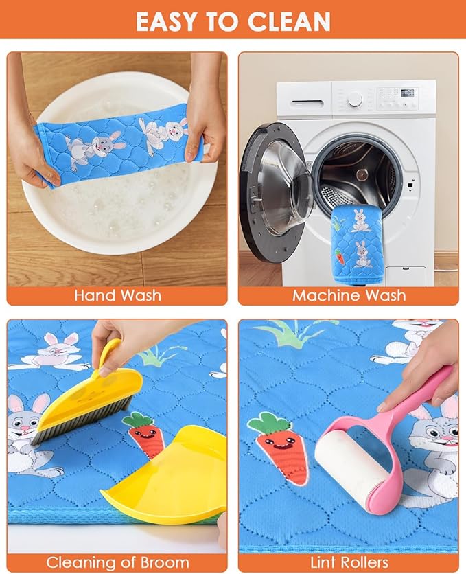 Bissap 2 Packs Guinea Pig Cage Liners, 48''X24'' Washable Guinea Pig Pee Pads Non Slip Reusable Fast and Super Absorbent Bedding for Small Animals Rabbit Hamster Chinchillas Rat - Blue