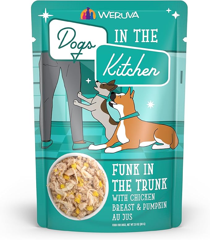 Weruva Dogs in The Kitchen, Funk in The Trunk with Chicken Breast & Pumpkin Au Jus Dog Food, 2.8Oz Pouch (Pack of 12)
