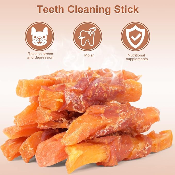 Soft Dog Treats Chicken Sweet Potato Sticks Puppy Easy to Digest Training Snacks Chicken Wrapped Sweet Potato 1lb/454g