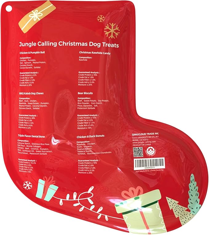 Jungle Calling Christmas Dog Treats, Holiday Chews Variety Pack 20+ Count, Holiday Stocking Xmas Treats for Dogs