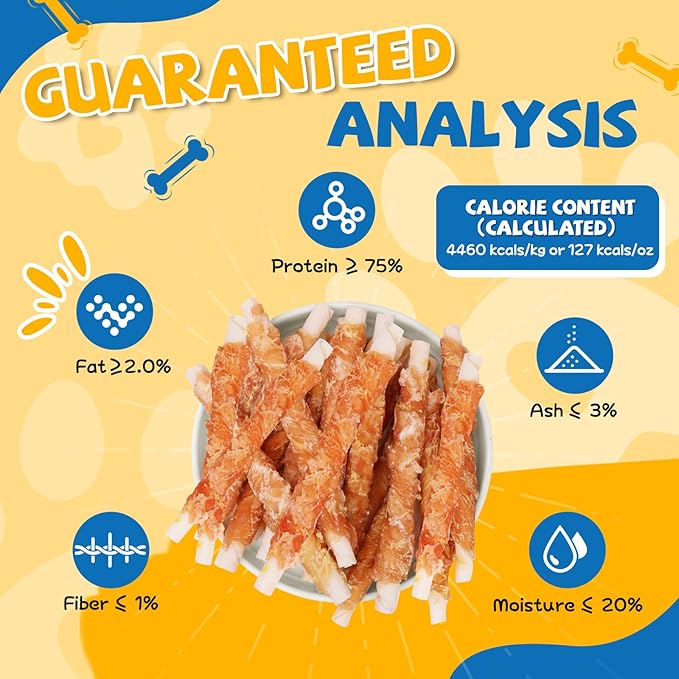 Gazeupon Chicken Wrapped Rawhide Dog Treats,Healthy Training Sticks, Teeth Cleaning Dog Chews w/Glucosamine Chondroitin