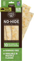 Earth Animal No Hide Strips - Natural Rawhide Free Dog Chew Strips, Pork - 10 Count Value Pack