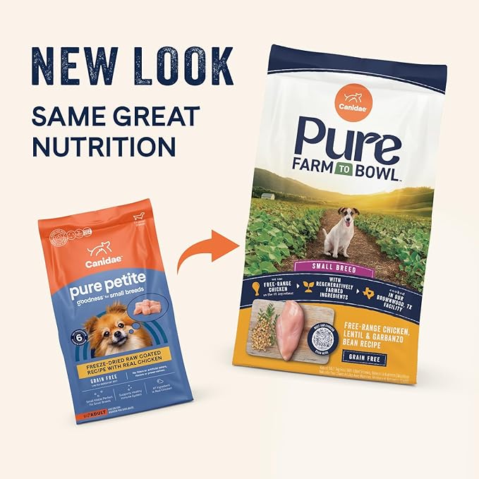Canidae Pure Farm to Bowl Small Breed, Free-Range Chicken, Lentil & Garbanzo Bean Recipe, 10 lbs.