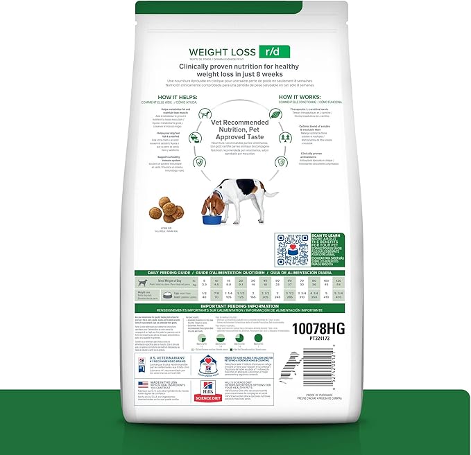 Hill's Prescription Diet r/d Weight Reduction Dry Dog Food, Chicken, 8.5 lb. Bag