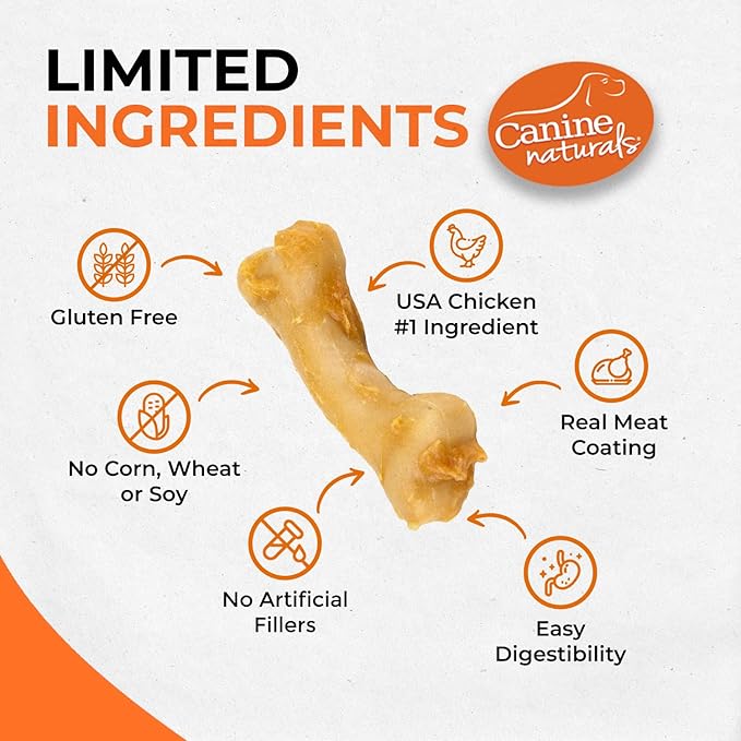 Canine Naturals IrresistiBONES Long Lasting Chicken Chew - Made from USA Raised Chicken – with A Real Meat Coating - All Natural and Easily Digestible - 3 Pack