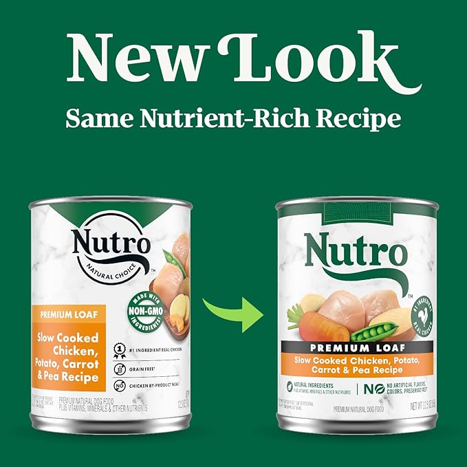 Nutro Natural Choice Premium Loaf Canned Dog Food, Adult Wet Dog Food Chicken Recipe 12.5 oz. cans (12 Count)