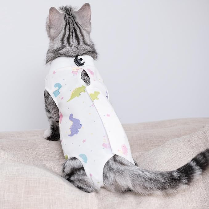 Cat Recovery Suit After Surgery, Anti Licking Onesie Postoperative Shirt for Female Spay Male Neuter, Soft Breathable Bodysuit Pajamas for Abdominal Wound Kitten E-Collar & Cone Alternative