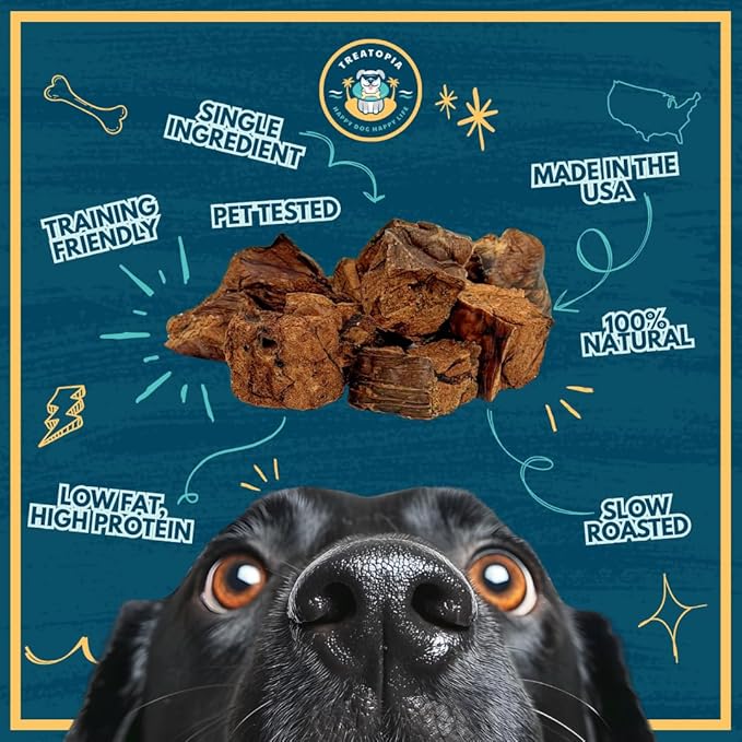 TREATOPIA Bison Lung Nuggies Bites Dog Treats - All-Natural, Sustainable, Healthy, Premium High Protein, Hand-Trimmed, Slow-Roasted, Made in The USA, Nutritious, No Additives, No Fillers