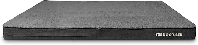 The Dog’s Bed Orthopedic Memory Foam Dog Bed for XXXL Dogs, Waterproof Washable Cover, Anti-Slip Base, Calming Surface – CertiPUR-Certified Foam, Grey Plush, 4 Inch Thick