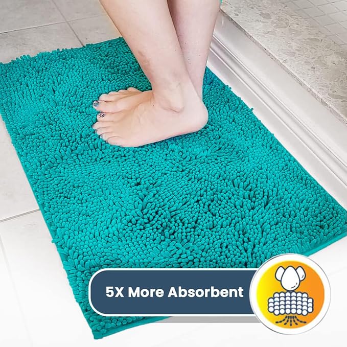 Muddy Mat® | Super Absorbent Door Mat Indoor, Microfiber Quick Dry Chenille Entryway Rug, Non-Slip Front Door Mat, Indoor Mats for Entryway, Machine Washable Pet Rug, Teal 16"x24"