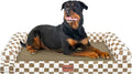 Large Dog Bed Orthopedic Washable: Beds Bolster XXL Bed Big XLarge Dogs Egg Crate Foam Sofa Couch Waterproof Removable Cover - Brown Grid