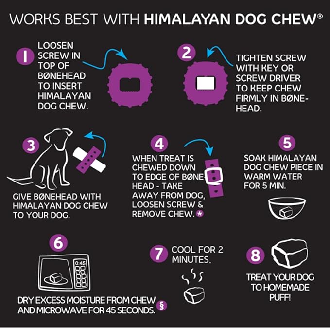 Himalayan Dog Chew Bonehead, Small Dog Chew Holder, Secures Yak Chews and Bully Sticks, Durable Nylon Dog Treat Holder, Safe Chew Toy for Puppies and Small Dogs, Safe Chewing Accessory, 1 Dog Toy
