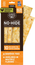Earth Animal No Hide Strips - Natural Rawhide Free Dog Chew Strips, Chicken - 10 Count Value Pack